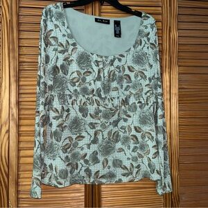 Axcess‎ a Liz Claiborne Company Long Sleeve Layered Ruched Empire Babydoll Top L